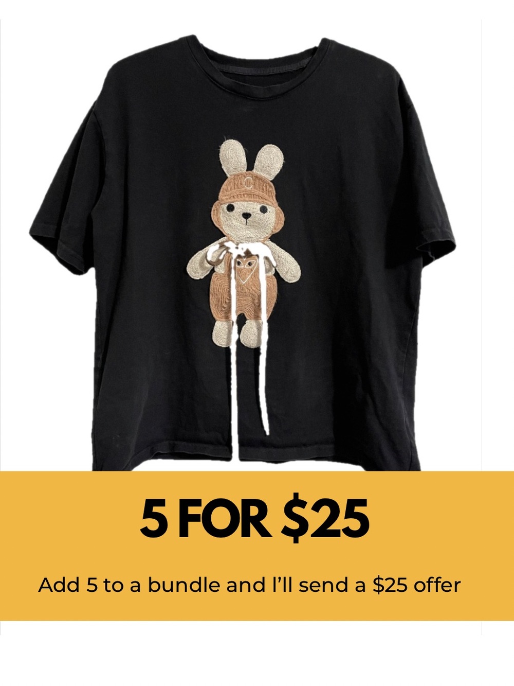 JunJun top with Brown Bunny Applique